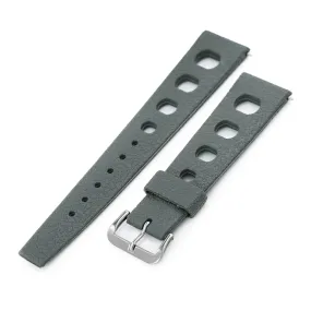 20mm Military Grey Retro Large Holes Rally Tapered Rubber watch band