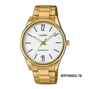 Casio Men's Standard Analog Gold Tone Stainless Steel Band Watch MTPV005G-7B MTP-V005G-7B