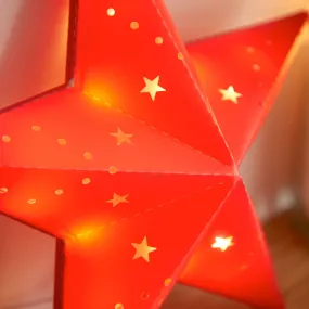 Light-Up Hanging Paper Star - Red - 30cm